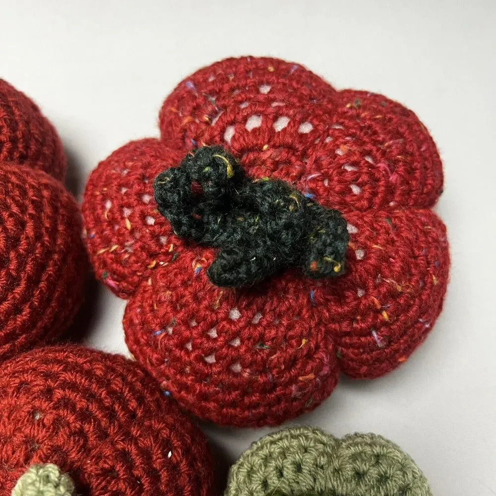 Crochet Fruit Vegetables Hand Made Lot Of 9 Veggies Retro Granny Nostalgic‎